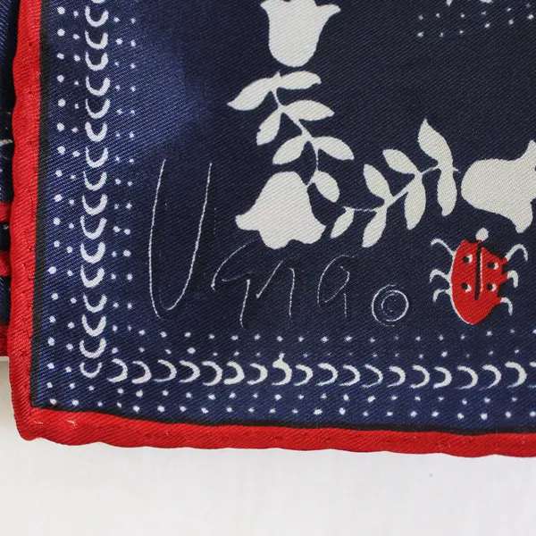 VTG Vera Neumann Red White Blue Floral Square Scarf 21.5" x 21.5" FLAWED