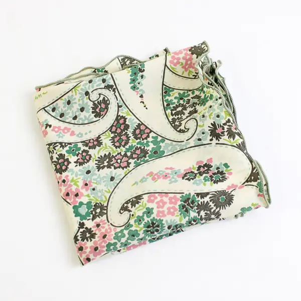 Vintage Pink Teal White Floral Paisley Rectangle Scarf 11" x 55"