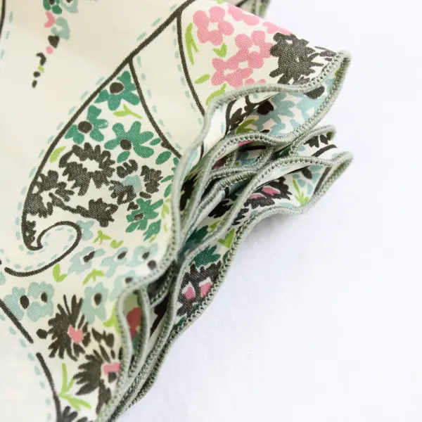 Vintage Pink Teal White Floral Paisley Rectangle Scarf 11" x 55"