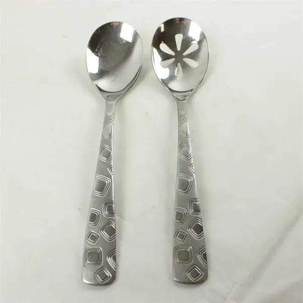 Cambridge Bedrock Sand Stainless Steel Serving & Pierced Tablespoons (2)