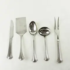 Lot of 5 Reed & Barton Cortland Stainless Serving Utensils - Mixed Set