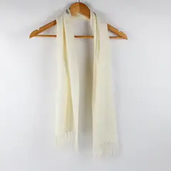 Cashmink Cream Off-White Fringed Acrylic Scarf 10.5" x 53"