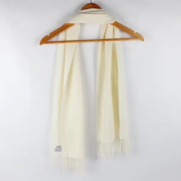 Cashmink Cream Off-White Fringed Acrylic Scarf 10.5" x 53"