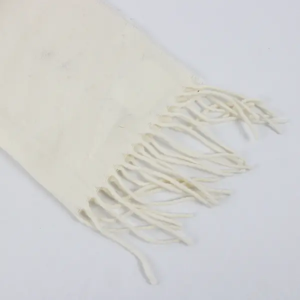 Cashmink Cream Off-White Fringed Acrylic Scarf 10.5" x 53"