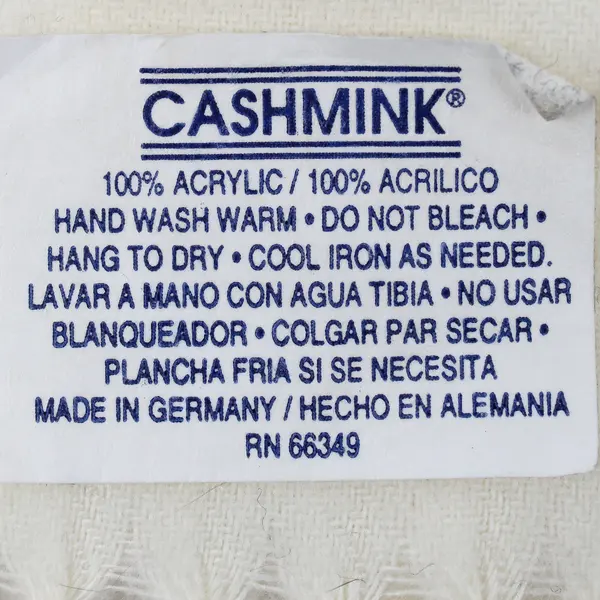Cashmink Cream Off-White Fringed Acrylic Scarf 10.5" x 53"