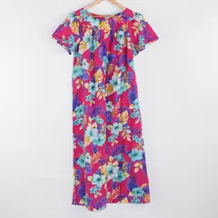 Hedy Lin Vibrant Multicolor Hibiscus Pattern Muumuu House Dress Women's 2XL