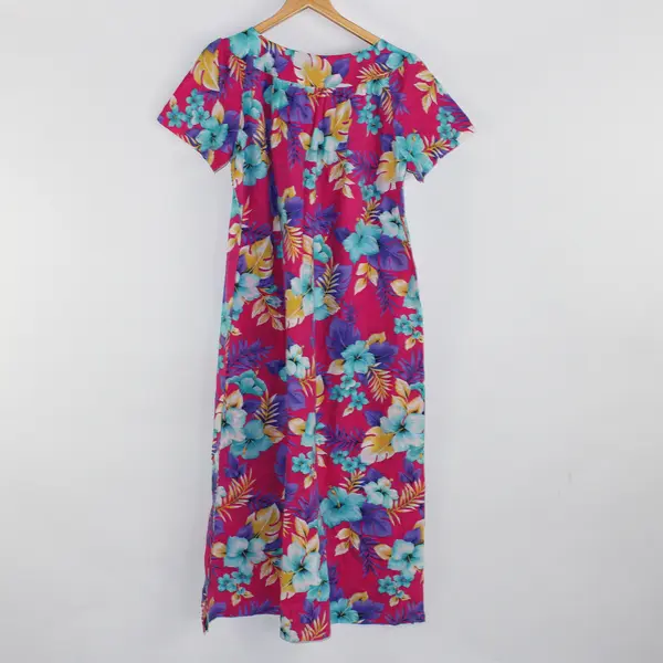 Hedy Lin Vibrant Multicolor Hibiscus Pattern Muumuu House Dress Women's 2XL