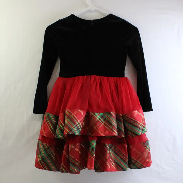 Bonnie Jean Black Velvet Christmas Holiday Plaid Tutu Dress Girls' Size 8