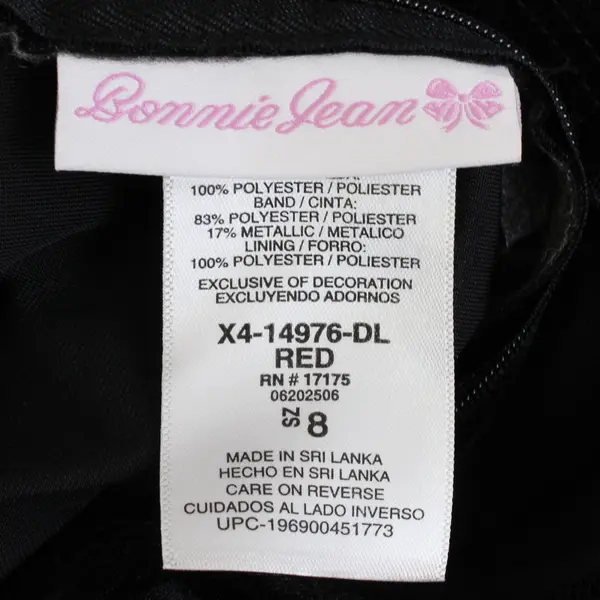 Bonnie Jean Black Velvet Christmas Holiday Plaid Tutu Dress Girls' Size 8