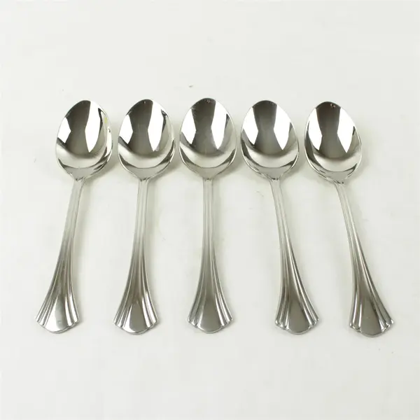 Set of 5 Reed & Barton Covington Stainless Oval Soup Spoons 7in