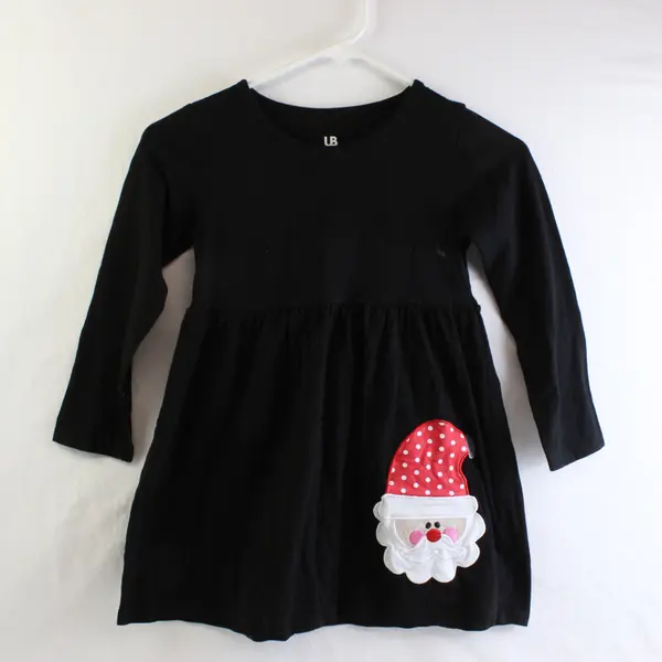 Unique Baby Santa Claus Applique Black Dress Girls' Size 8Y