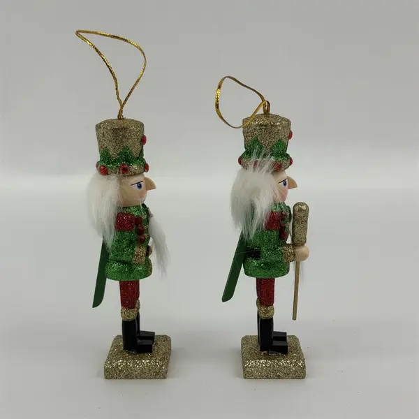 2 Glittery Nutcracker Christmas Tree Ornaments 5.5"
