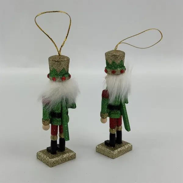 2 Glittery Nutcracker Christmas Tree Ornaments 5.5"