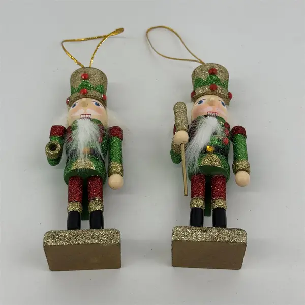 2 Glittery Nutcracker Christmas Tree Ornaments 5.5"