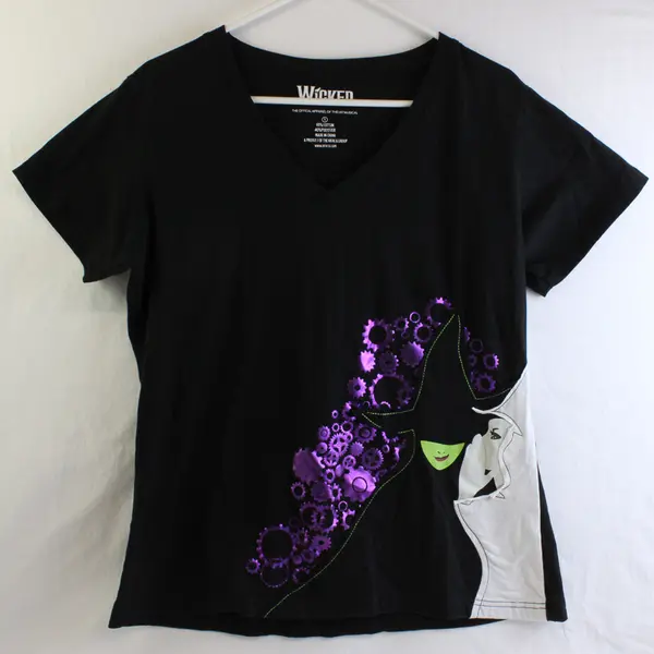 Araca Wicked Musical Official T-Shirt Black V-Neck Women's Size Large