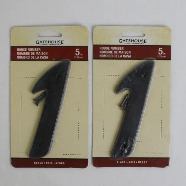 Lot of 2 Gatehouse House Number Numeral 1 Solid Zinc Black Italic 178308 5 In