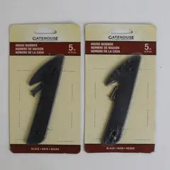 Lot of 2 Gatehouse House Number Numeral 1 Solid Zinc Black Italic 178308 5 In