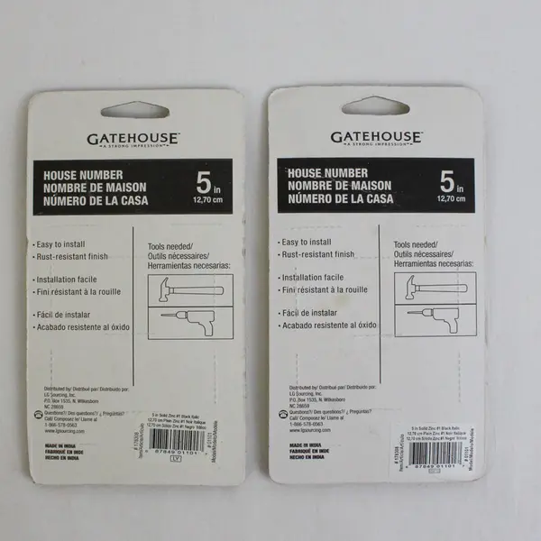 Lot of 2 Gatehouse House Number Numeral 1 Solid Zinc Black Italic 178308 5 In