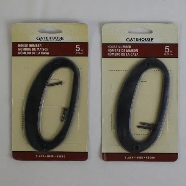 Lot of 2 Gatehouse House Number Numeral 0 Solid Zinc Black Italic 178709 5 In