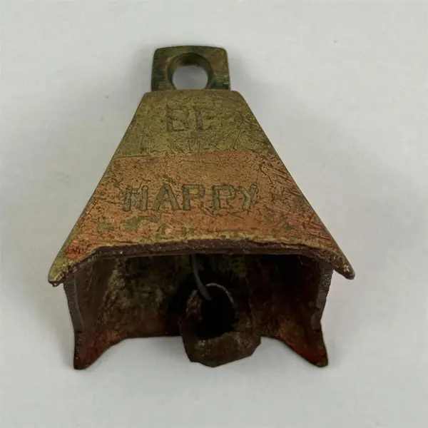 4 Brass Bells Of Wahab India Magenta And Gold Engraved With Phrases