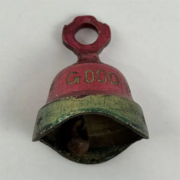 4 Brass Bells Of Wahab India Magenta And Gold Engraved With Phrases