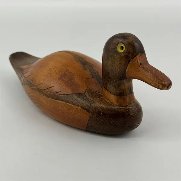 1982 Hand Carved Wood Duck Figurine Artist Signed P. Rodgers Fay N.C. 
