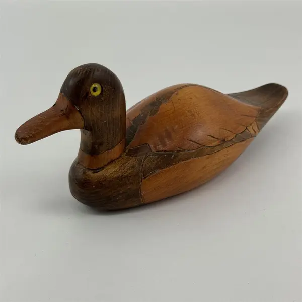 1982 Hand Carved Wood Duck Figurine Artist Signed P. Rodgers Fay N.C. 