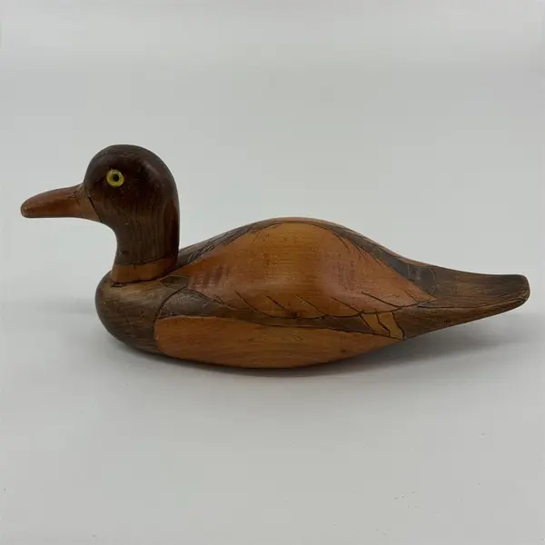 1982 Hand Carved Wood Duck Figurine Artist Signed P. Rodgers Fay N.C. 
