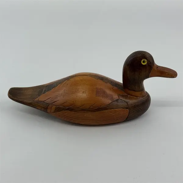 1982 Hand Carved Wood Duck Figurine Artist Signed P. Rodgers Fay N.C. 