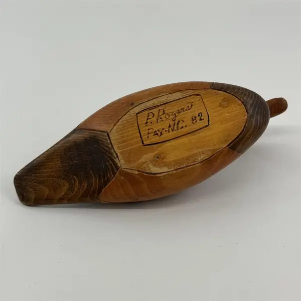1982 Hand Carved Wood Duck Figurine Artist Signed P. Rodgers Fay N.C. 