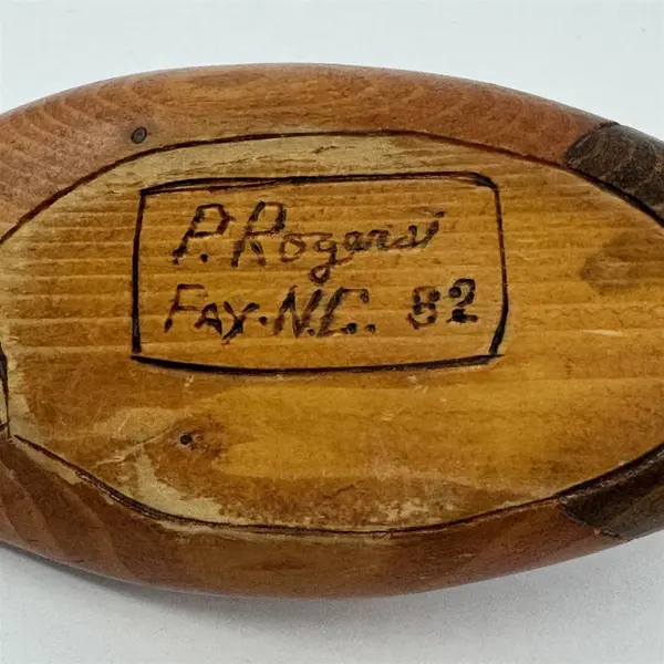 1982 Hand Carved Wood Duck Figurine Artist Signed P. Rodgers Fay N.C. 