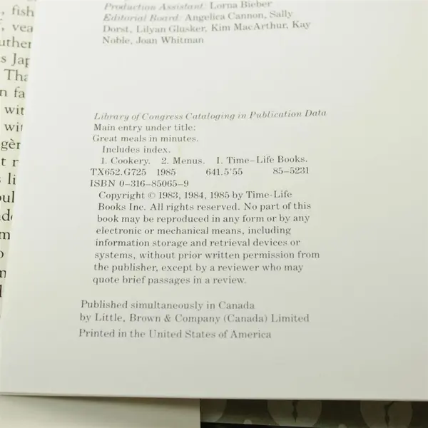 Time Life Great Meals in Minutes Hardcover Cookbook