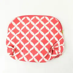 Estee Lauder Red & White Geometric Makeup Bag Cosmetic Pouch Travel Case