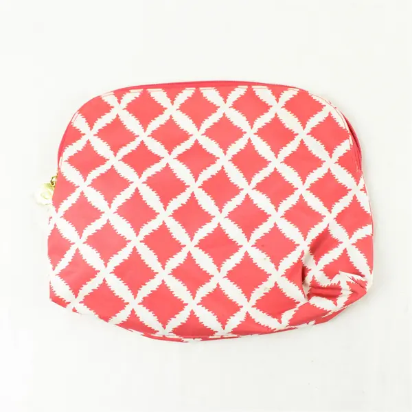 Estee Lauder Red & White Geometric Makeup Bag Cosmetic Pouch Travel Case