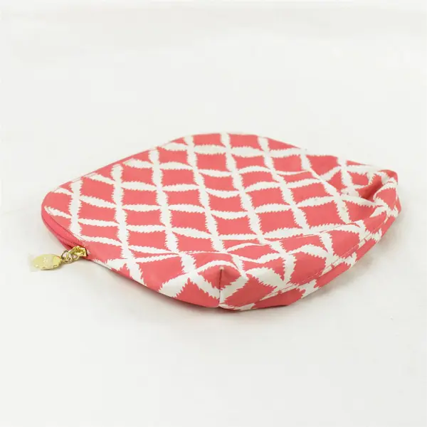 Estee Lauder Red & White Geometric Makeup Bag Cosmetic Pouch Travel Case