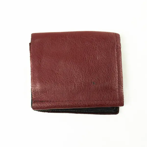 Women's Red Leather Tri-Fold Wallet Floral Flower Accent