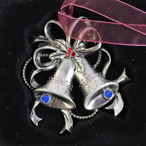 Living Quarters Set of 3 Pewter Christmas Ornaments Bells Angel Cross