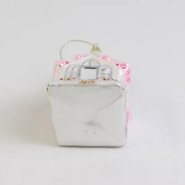 2010 Wedding Chapel Steeple Church Blown Glittery Glass Ornament