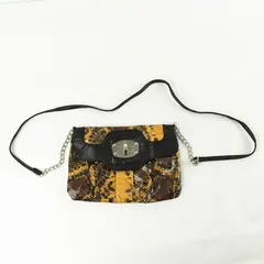 Black Brown Snake Skin Look Crossbody Bag Compact Women's Handbag