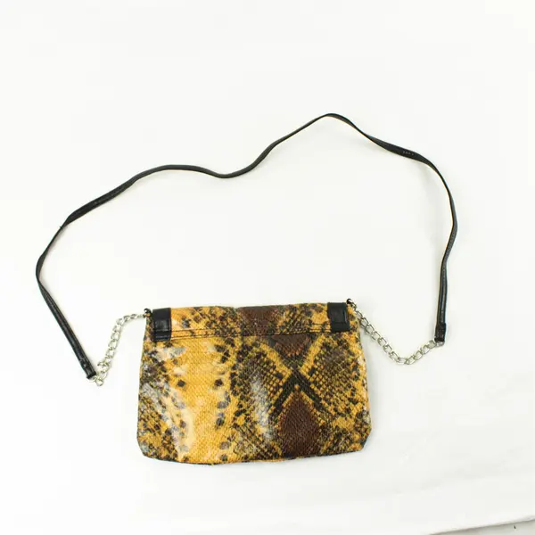 Black Brown Snake Skin Look Crossbody Bag Compact Women's Handbag
