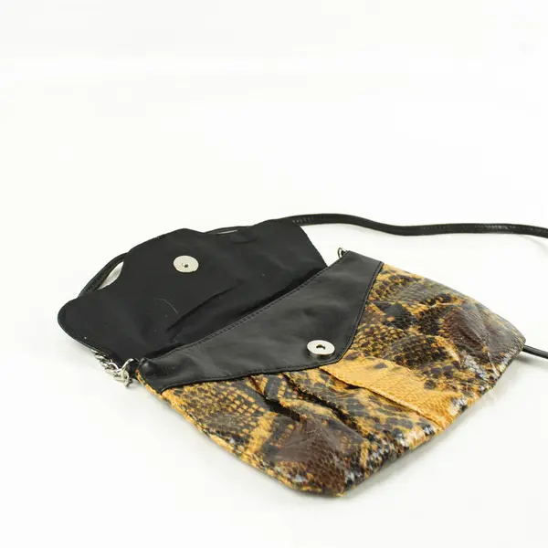 Black Brown Snake Skin Look Crossbody Bag Compact Women's Handbag