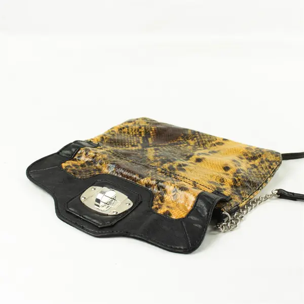 Black Brown Snake Skin Look Crossbody Bag Compact Women's Handbag