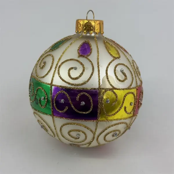 Vtg Unique Treasures Hand  Crafted Christmas Glass Ball Ornament Hand Painted 
