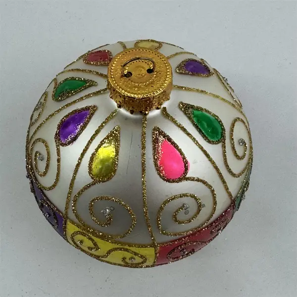 Vtg Unique Treasures Hand  Crafted Christmas Glass Ball Ornament Hand Painted 