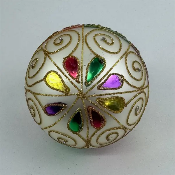 Vtg Unique Treasures Hand  Crafted Christmas Glass Ball Ornament Hand Painted 