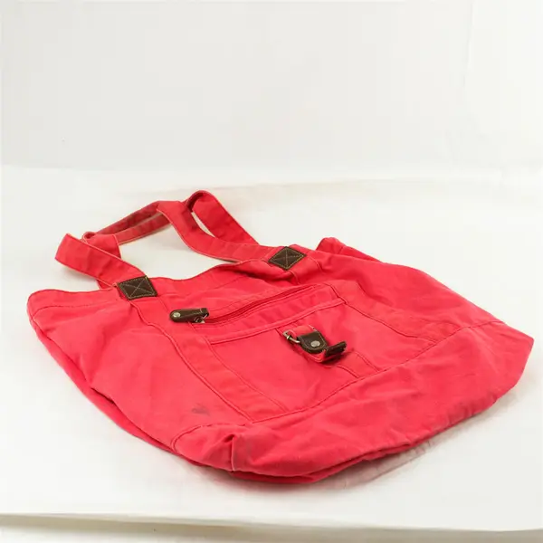 Large Red Canvas Tote Bag w/ Front Pocket Shoulder Straps