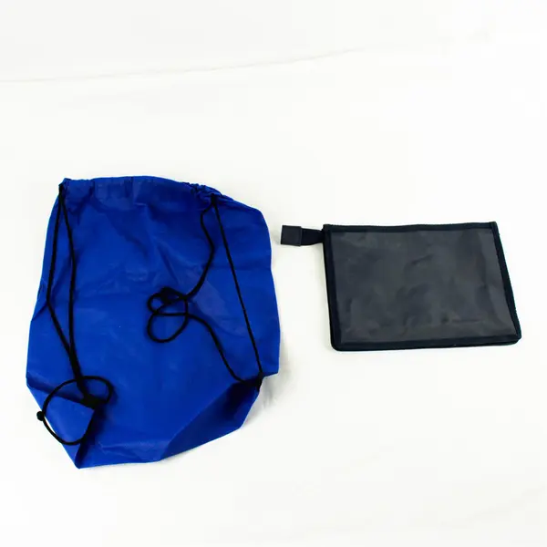 Lot of 2 IPC Drawstring Gym Bag & Small Toiletries Bag w/ Allergan