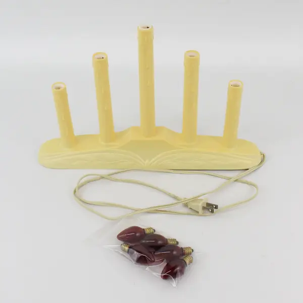 Vtg 5 Light NOMA Electric Plastic Dripping Candle Chandelier Holly Bell Pattern