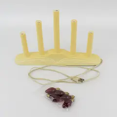 Vtg 5 Light NOMA Electric Plastic Dripping Candle Chandelier Holly Bell Pattern