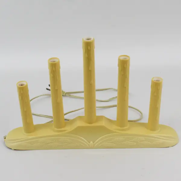 Vtg 5 Light NOMA Electric Plastic Dripping Candle Chandelier Holly Bell Pattern